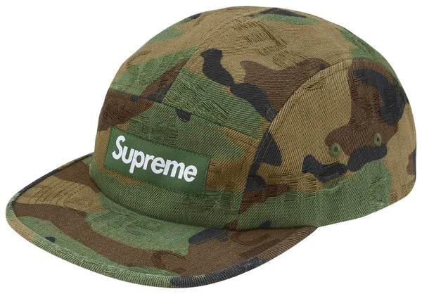 Supreme Jacquard Logos Denim Camp Cap 'Woodland Camo'