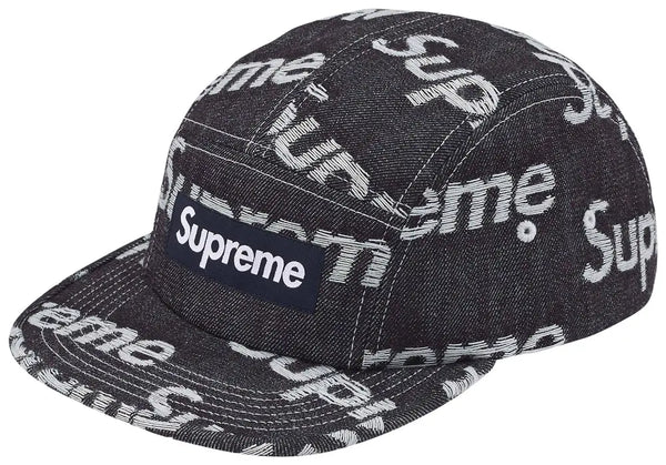 Supreme Jacquard Logos Denim Camp Cap 'Rigid Indigo'