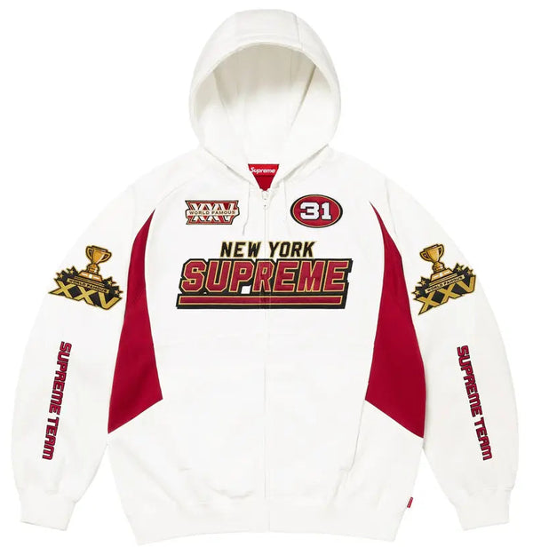 Supreme Football Zip Up Hooded Sweatshirt 'White'