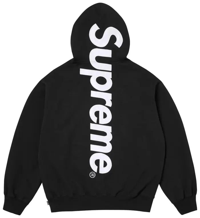 Supreme Satin Appliqué Hooded Sweatshirt 'Black'