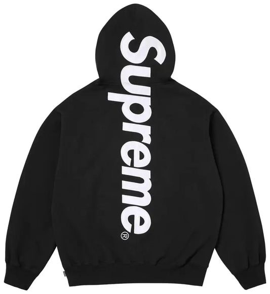 Supreme Satin Appliqué Hooded Sweatshirt 'Black'